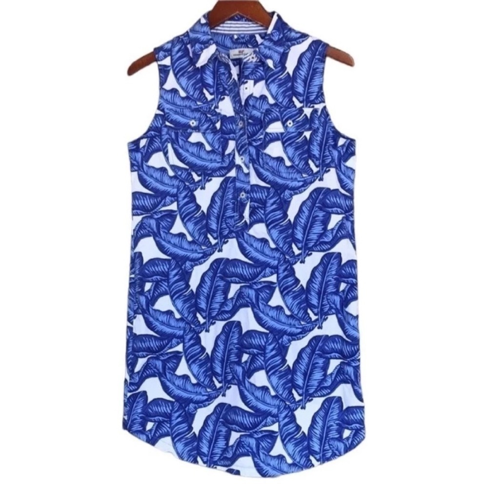 Vineyard Vines Margo Banana Leaf Print Sleeveless Shirt Dress